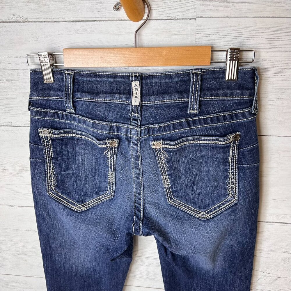 Ariat Jeans Womens Size 27R Real Denim Mid Rise Side Seam Fray Stretch - Picture 12 of 16